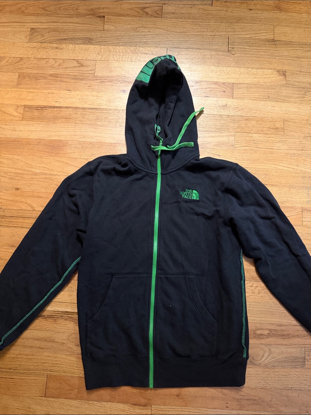 The North Face Black Hoodie with Green Accents